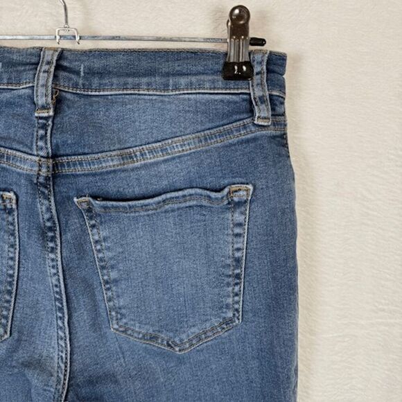 Free People High Rise Skinny Frayed Hem Jeans Distressed Medium Wash Size 27 - Picture 5 of 15